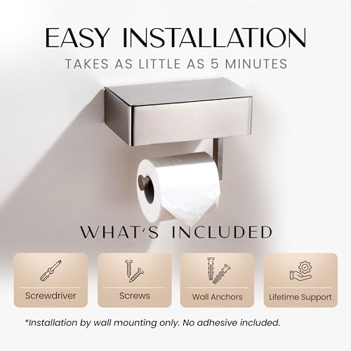 Day Moon™ - Toilet Paper Holder with Shelf - Wall Mount, Brushed Nickel - color: Brushed Nickel
