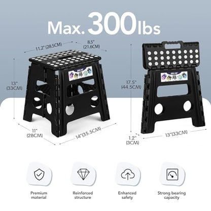 Delxo Folding Step Stool 13 Inch,300 Lbs Step Stool for Adults Black - color: Black, size: 13 Inch