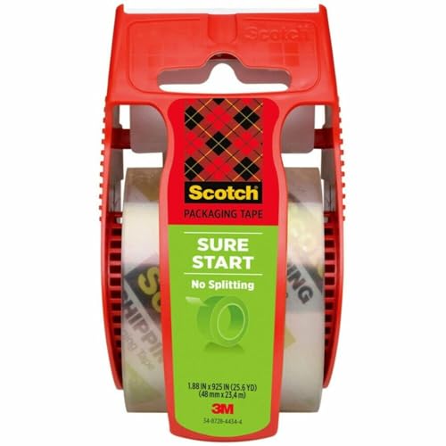 Scotch Brand Sure Start Shipping Packaging Tape with Dispenser, 2 Inches x 800 Inches (145), Clear