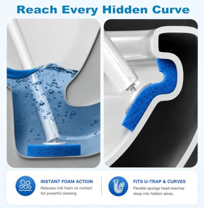 Disposable Toilet Brush and Holder Set with 24 Refills,Toilet Cleaning Wand