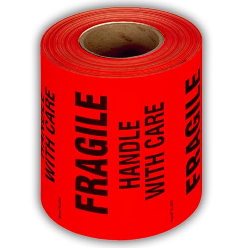Kenco 3" X 5" Fragile Handle with Care Fluorescent Shipping Label Stickers for Shipping and Packing -500 Labels Per Roll (5 Pack) - size: 5 PACK