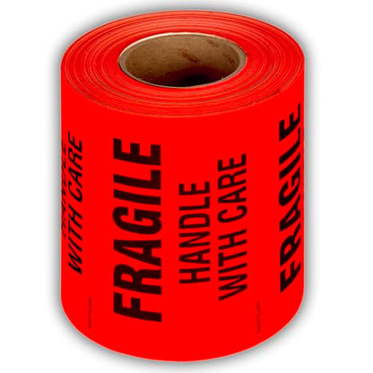 Kenco 3" X 5" Fragile Handle with Care Fluorescent Shipping Label Stickers for Shipping and Packing -500 Labels Per Roll (10 Pack) - size: 10 PACK
