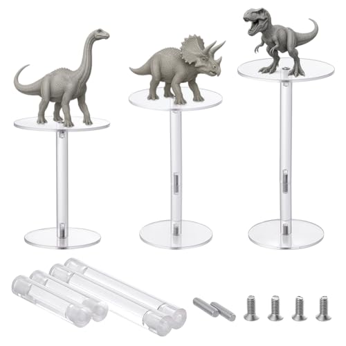 PH PandaHall 3pcs Combat Risers for Flying Miniatures 2.5 inch 3 inch Clear Round Acrylic Display Stand Adjustable Height Multi-Tiered Raised Platforms fpr Display Tabletop Board Game Cake