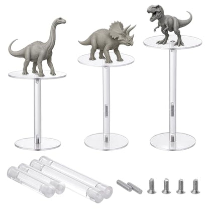 PH PandaHall 3pcs Combat Risers for Flying Miniatures 2.5 inch 3 inch Clear Round Acrylic Display Stand Adjustable Height Multi-Tiered Raised Platforms fpr Display Tabletop Board Game Cake