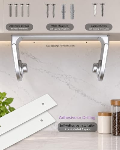 simpletome ONE Hand Paper Towel Holder Under Cabinet (Pearl Chrome Silver) - color: Pearl Chrome Silver