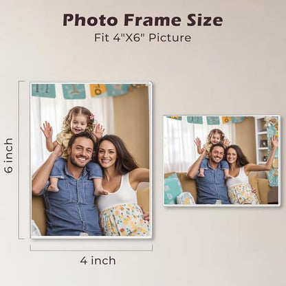 4 x 6 Acrylic Picture Frame, Horizontal/Vertical Clear Photo Frame for Wall with Tape, No Drilling Floating Hanging Frameless Picture Frame, Wall Mount Sign Holder for Home, School, Office - size: 1 Pack 4 x 6 Inches