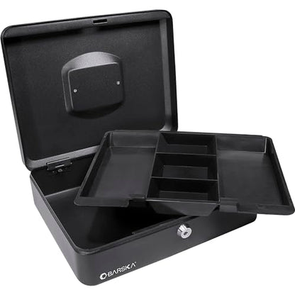 BARSKA 12-Inch Cash Box with Key Lock , Black - size: 12 Inch, style: Key Lock