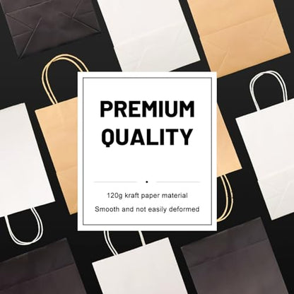 LIHOMR Gift Bags 5.9"x3.15"x8.25" 100pcs Brown Kraft Paper Bag with Handles - color: Brown, size: 8.25 x5.9x3.15 Inch (Pack of 100)