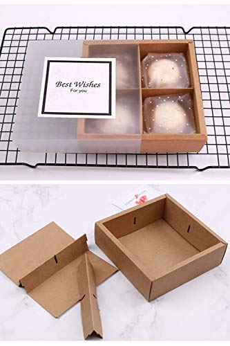 15 Packs Cupcake Boxes with Inserts and Display Windows,Brown Kraft Treats Gift Boxes,Cupcake Containers for Baking Pastries Goodies Biscuits(4 Lattices) - color: Brown, size: Brown 4 Lattice