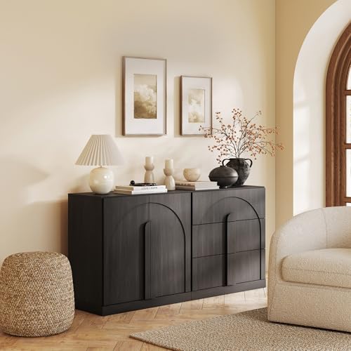 BELLEZE Bijou 2-Piece Modular Sideboard Buffet Cabinet - Ebony - color: Bijou Ebony Bc