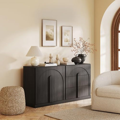 BELLEZE Bijou 2-Piece Modular Sideboard Buffet Cabinet - Ebony - color: Bijou Ebony Bc