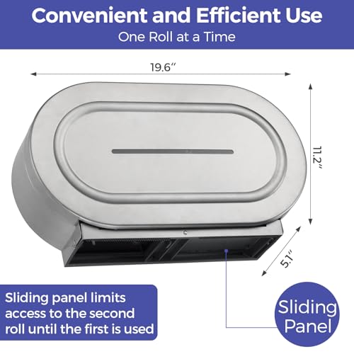 Stardrix Stainless Steel Twin Jumbo Toilet Paper Dispenser Wall Mount, 9" Commercial Double Roll Holder, Industrial Tissue Dispenser with Key Lock, Satin Finish - color: Satin Finish