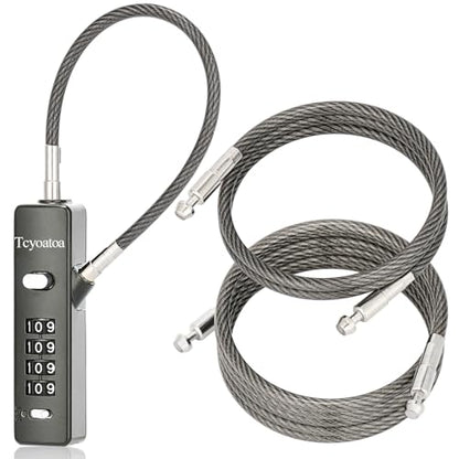 3 Interchangeable Cable Combination Lock, 904EC, Gun-Grey - color: Gun-Grey, size: 904EC-9"/23.6"/47.2"