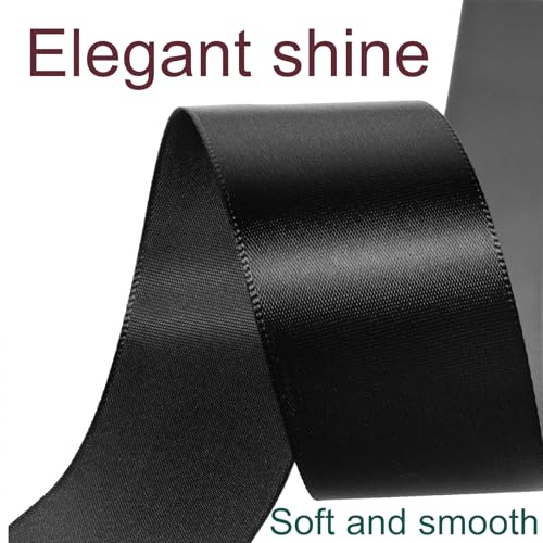 1-1/2 Inch Black Ribbon 50Yards – Perfect for Gift Wrapping - color: Black, size: 1-1/2"
