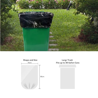 WAIKAS Trash Bags 30 Gallon, 2.63 mil, Heavy Duty, Unscented, Black, 10ct - color: Black, size: 30 Gal-10ct