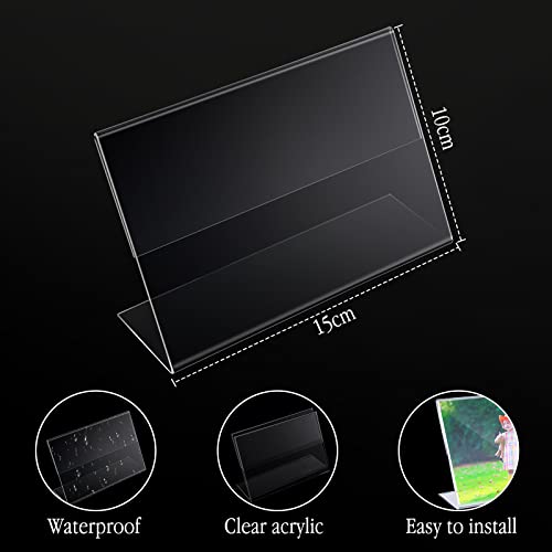 Soaoo 50 Pcs Acrylic Picture Frames Bulk 4 x 6 Inch Plastic Sign Holder Clear Frame Horizontal L Shape Acrylic Photo Slanted Back Plastic Picture Display Stand Flyer Holder for Office Home Desktop