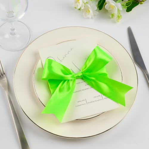 Mauproy Lime Green Satin Ribbon, 1-1/2 Inch, 50 Yards - color: Lime Green