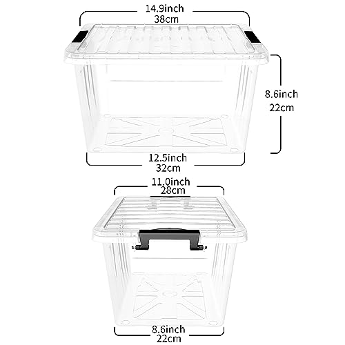 Cetomo 18Qt Plastic Storage Bin, Stackable Storage Box with Lid, Organizer, Container for Home, Office, Drom, PP, BPA-Free, Nestable, Clear, 18Quart-4 Pack - size: 18Qt*4