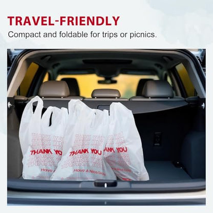 Soeos Thank You Plastic Bags, 280 Count, 11.5" x 6.5" x 21", White Shopping Bag with Handles for Grocery, Convenient Store, Restuarant (Made in USA) - size: 280 Count (Pack of 1)