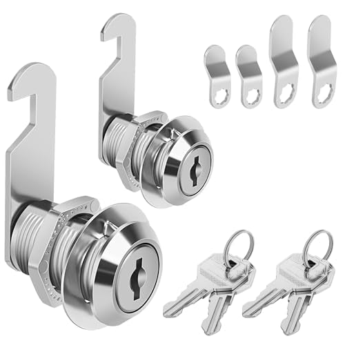 Cabinet Cam Lock 3/4" Keyed Different Cam Locks with Keys Secure Files Drawers RV Storage Locks Replacement Set, Zinc Alloy(Silver 2PCS,3/4 Inch) - size: 3/4 Inch