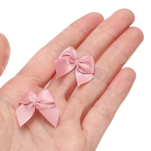 MECCANIXITY Mini Ribbon Bow 1" Mini Fabric Flower Bows Rose Pink 150Pcs - color: Rose Pink