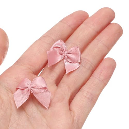 MECCANIXITY Mini Ribbon Bow 1" Mini Fabric Flower Bows Rose Pink 150Pcs - color: Rose Pink