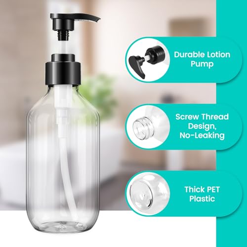 Teyssor Empty Pump Bottle Dispenser Clear 2 Pack 150ml/5oz Plastic Liquid Soap Dispensers, BPA-Free Refillable Container for Essential Oil Shampoo Lotion - color: 150ml, Clear-2 Pack