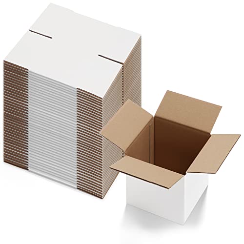 Calenzana 6x6x6 Inches Shipping Boxes Set of 40, White Corrugated Cardboard Box for Packing Mailing Small Business - size: 6x6x6, style: 40 Pack