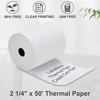 (200 Rolls) LabelMore 2 1/4" X 50' Thermal Receipt Paper, Credit Card Paper Rolls Thermal, Cash Register Roll, Premium Pos Printer Paper - size: 2 1/4" x 50' (200Rolls)