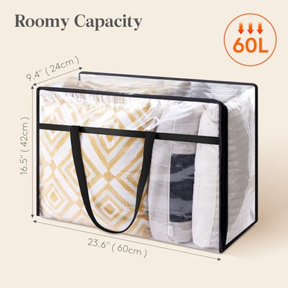 Lifewit 60L Clear Clothes Storage Bags,Plastic Foldable Blanket Storage Bag - size: 60L