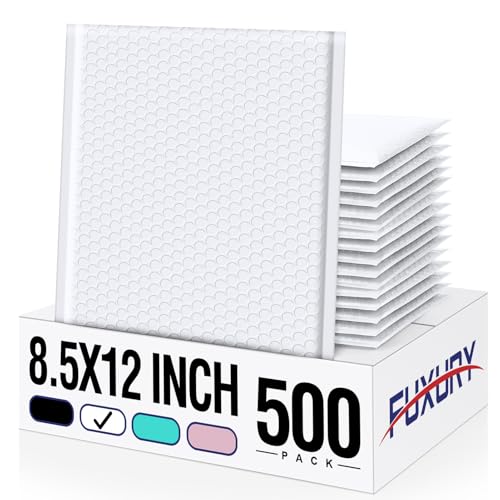Fuxury White Bubble Mailers 8.5x12" Padded Envelopes 500 Pack Bulk - color: White, size: 8.5x12" 500PC