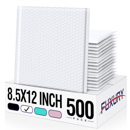 Fuxury White Bubble Mailers 8.5x12" Padded Envelopes 500 Pack Bulk - color: White, size: 8.5x12" 500PC