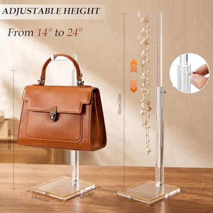 2-Pack Acrylic Purse Display Stands, 14"-24" Adjustable Handbag Holder - size: 2 Pack