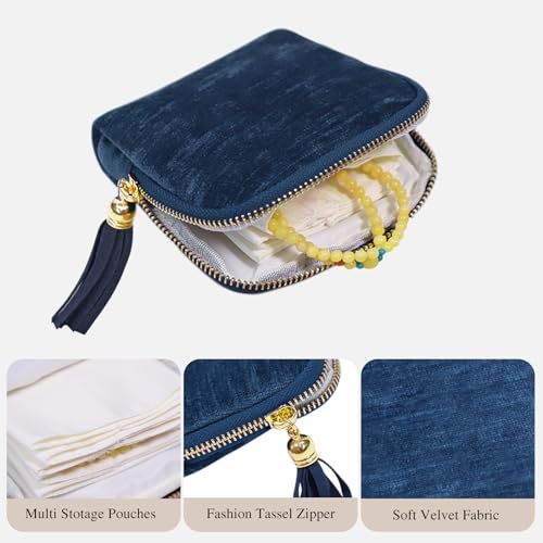 Stratalife Small Travel Jewelry Case, Velvet Storgae Pouch - color: Royal Blue