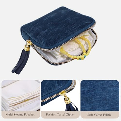 Stratalife Small Travel Jewelry Case, Velvet Storgae Pouch - color: Royal Blue
