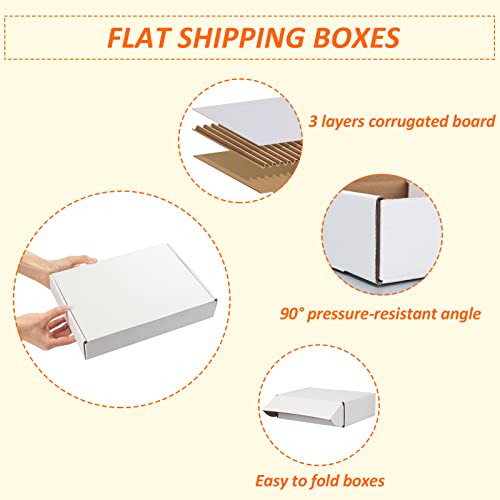 HORLIMER 11x8x2 inches Shipping Boxes Set of 25, White Corrugated Cardboard Box Literature Mailer - size: Select