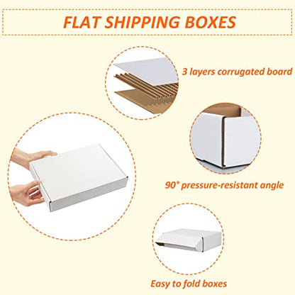 HORLIMER 11x8x2 inches Shipping Boxes Set of 25, White Corrugated Cardboard Box Literature Mailer - size: Select