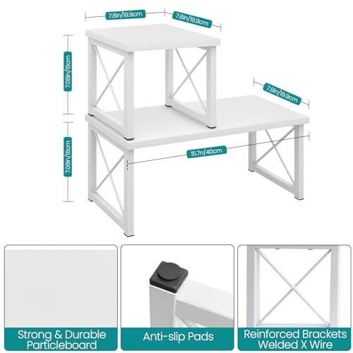 ELITEROO Wooden Desktop Shelf, Freestanding Small Bookshelf Organizers - color: White