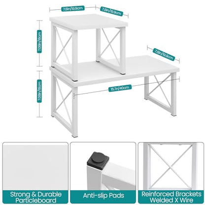 ELITEROO Wooden Desktop Shelf, Freestanding Small Bookshelf Organizers - color: White