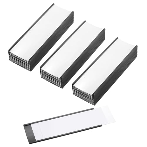 PATIKIL Magnetic Label Holder 6" x 2" with Paper Inserts, 50 Pcs C Channel Magnetic File Cabinet Labels Shelf Data Card Holder Signs for Metal Racks Shelves Whiteboard Tool Box - size: 6" x 2"