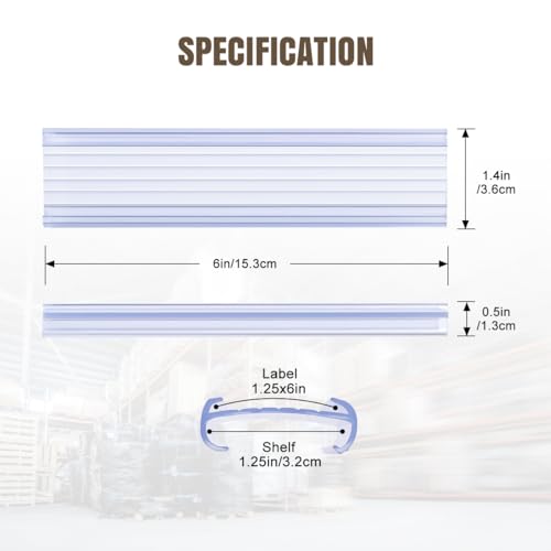 Lenink 20Pcs Wire Shelf Label Holders,Plastic Wire Rack Label Holder Compatible with Metro and Nexel 1-1/4in Shelves,Label Area 6in Lx1.25in H (Label Paper Not Included) - color: Transparent, size: 6in