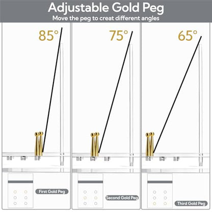 Acrylic Easel Display Stand, Adjustable Gold Peg
