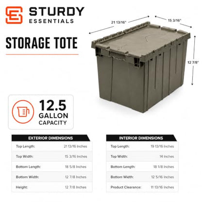 Storage Bins with Lids Heavy Duty Stackable Storage Box - size: 21" x 15" x 12"