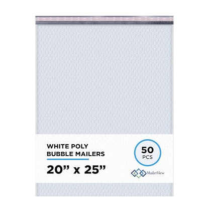 Bubble Mailers 20x25, Self Seal Poly Padded Envelopes #10, 50 Pack Bulk - color: White, size: 20"x25" / 50 Pack
