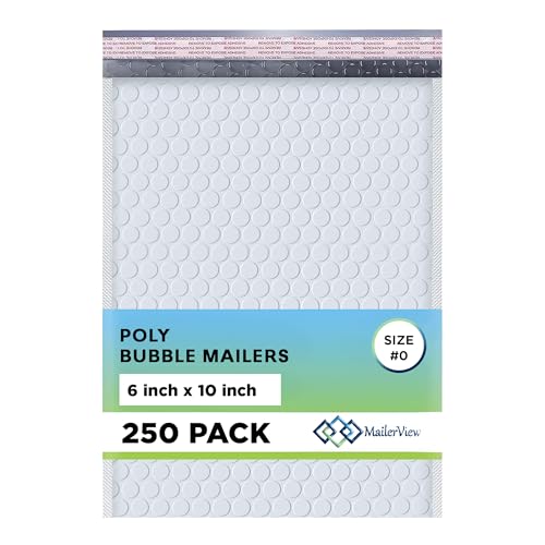 Arctic White Bubble Mailers 6x10 Poly Padded Envelopes #0, 250 Pack - color: Arctic White, size: 6"x10" / 250 Pack