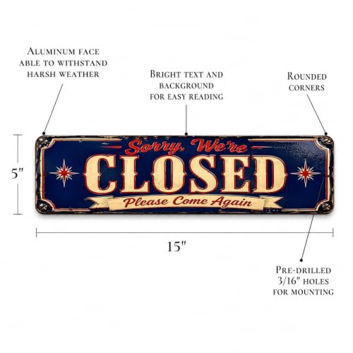 Closed Vintage Enamel Business Sign - style: CLOSED
