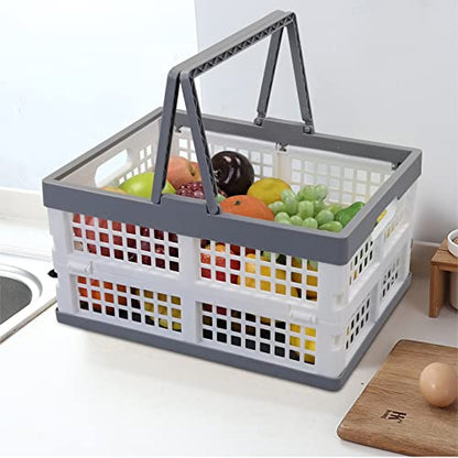 Teyyvn 2-Pack Collapsible Crate with Handle, Grocery Shopping Baskets - size: 15 L, style: collapsible crate with handle