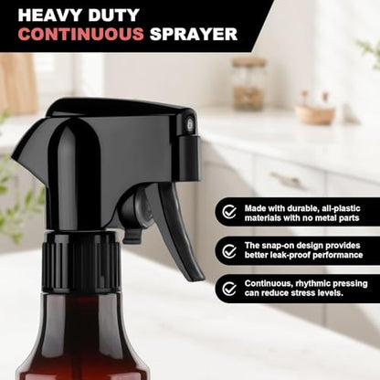 12oz Continuous Mist Plastic Spray Bottle 2 Pack All Purpose