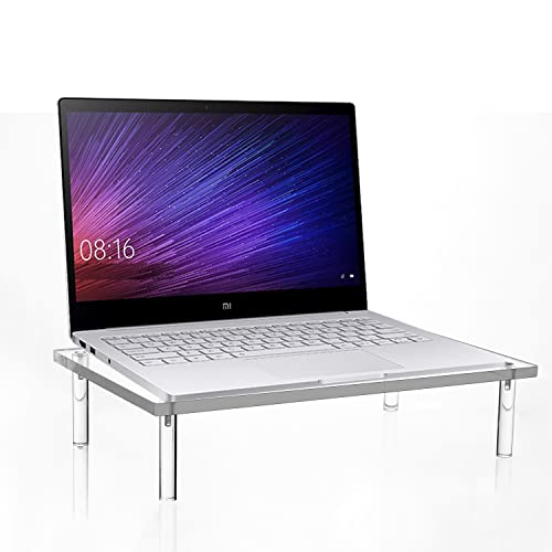 Jusalpha Acrylic Monitor Stand - 10mm Thickness Clear Platform - 14.5'' x 9'' x 3.4'' Desktop/ Laptop/ Monitor Riser Stand- for Laptop, Printer, Computer, Flat Screen LCD TV (1 Stand)