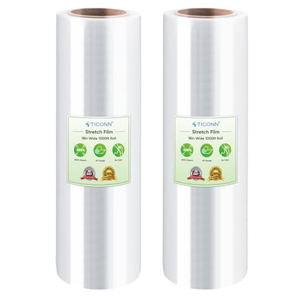 TICONN Stretch Wrap Roll, 18 in x 1000 ft Plastic Wrap for Moving Furniture - style: 18''-2PK Clear (No handle)